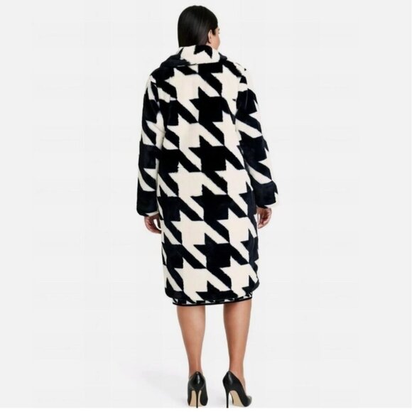 Sergio Hudson X Target Luxury Faux Fur Houndstooth‎ Plush Swing Coat Size 4X - Picture 2 of 12
